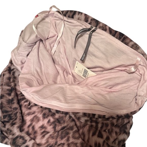 Anthropologie Mesh Shirred Tube Top Size XL Leopard Print Stretch Pullover - Picture 5 of 10